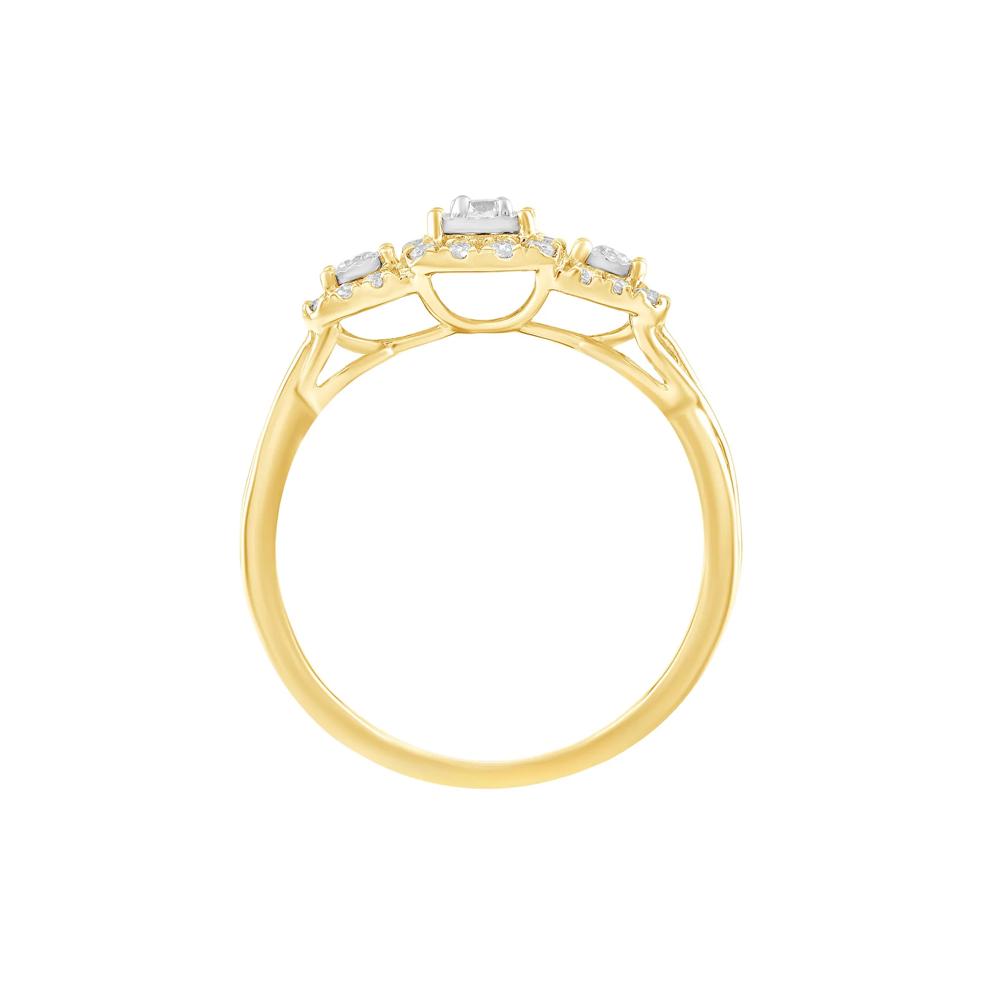 Diamond Illusion Three-Stone Ring in 10K Yellow Gold (1/4 ct. tw.) – Image 2 of 3