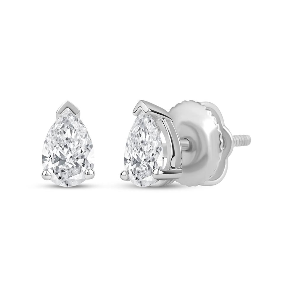 Lab Grown Diamond Pear-Shaped Solitaire Stud Earrings in 14K White Gold (1/2 ct. tw.) – Image 1 of 3