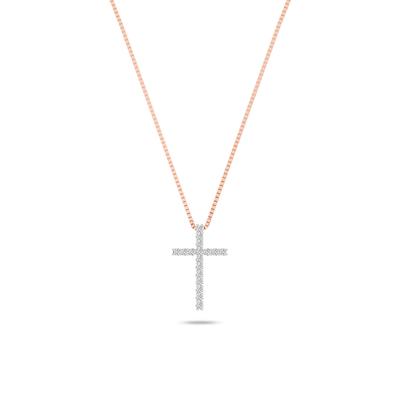 Lab Grown Diamond Cross Necklace in 10K Rose Gold (1/2 ct. tw.)