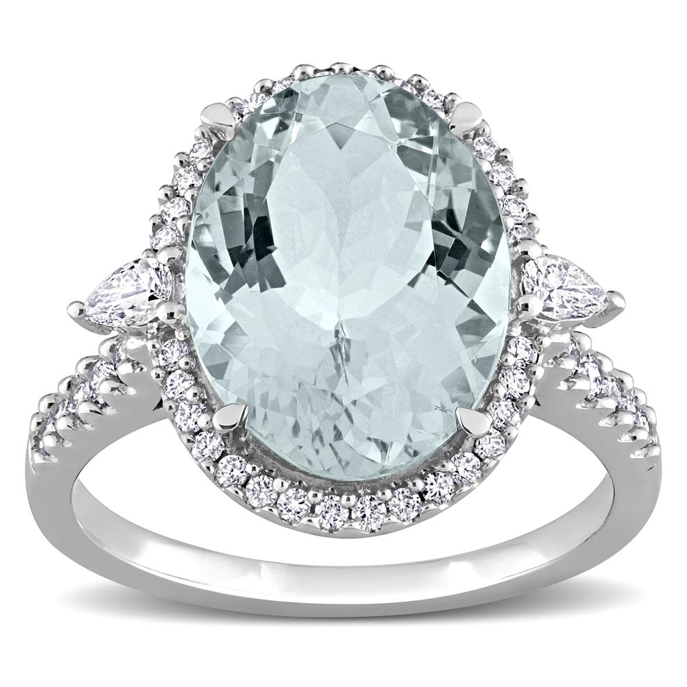 Aquamarine and Diamond Ring in 14K White Gold (1/2 ct. tw.) – Image 1 of 7