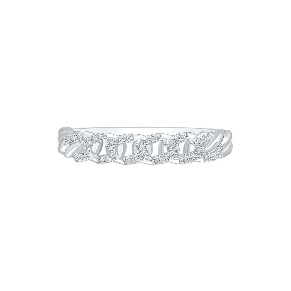 Diamond Accent Chain Link Band in Sterling Silver – Image 1 of 3