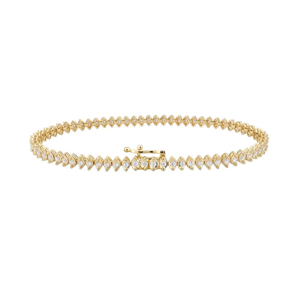 Diamond Faux Marquise Line Bracelet in 10K Yellow Gold, 7" (1 ct. tw.) – Image 2 of 2