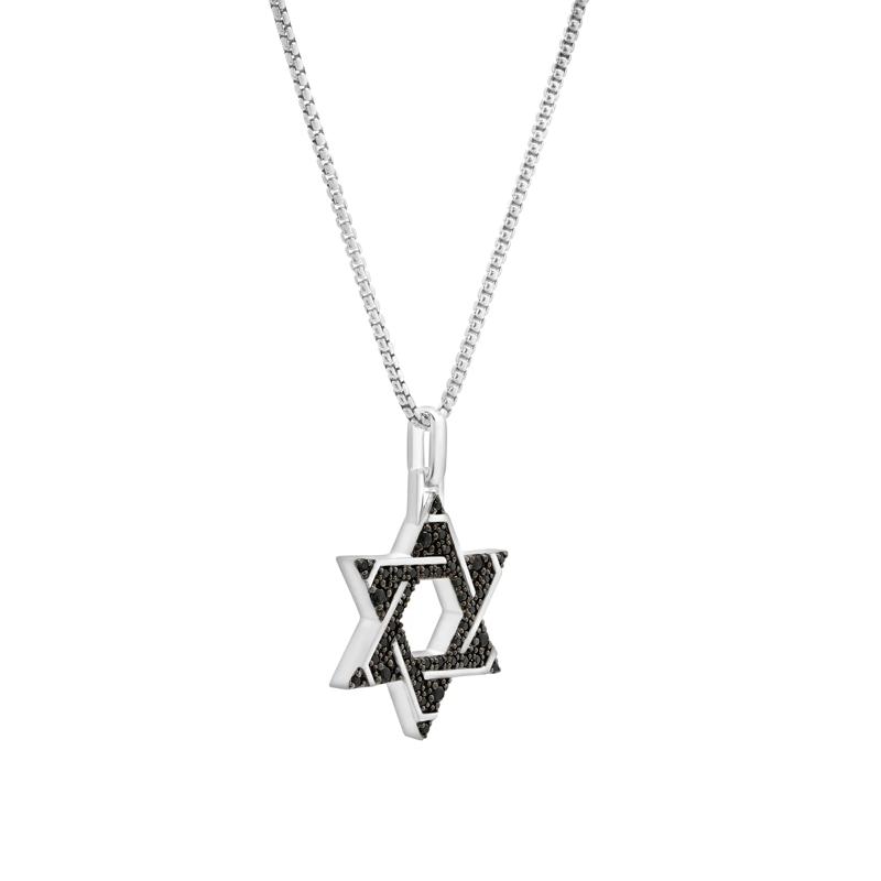 Men's Black Diamond Star of David Pendant in Sterling Silver (1/2 ct. tw.) – Image 4 of 4