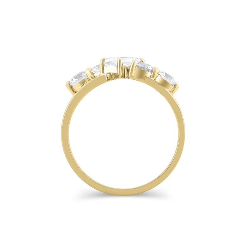 Lab Grown Diamond Emerald and Round Anniversary Ring in 14K Yellow Gold &#40;1 1/2 ct. tw.&#41; – Image 2 of 3