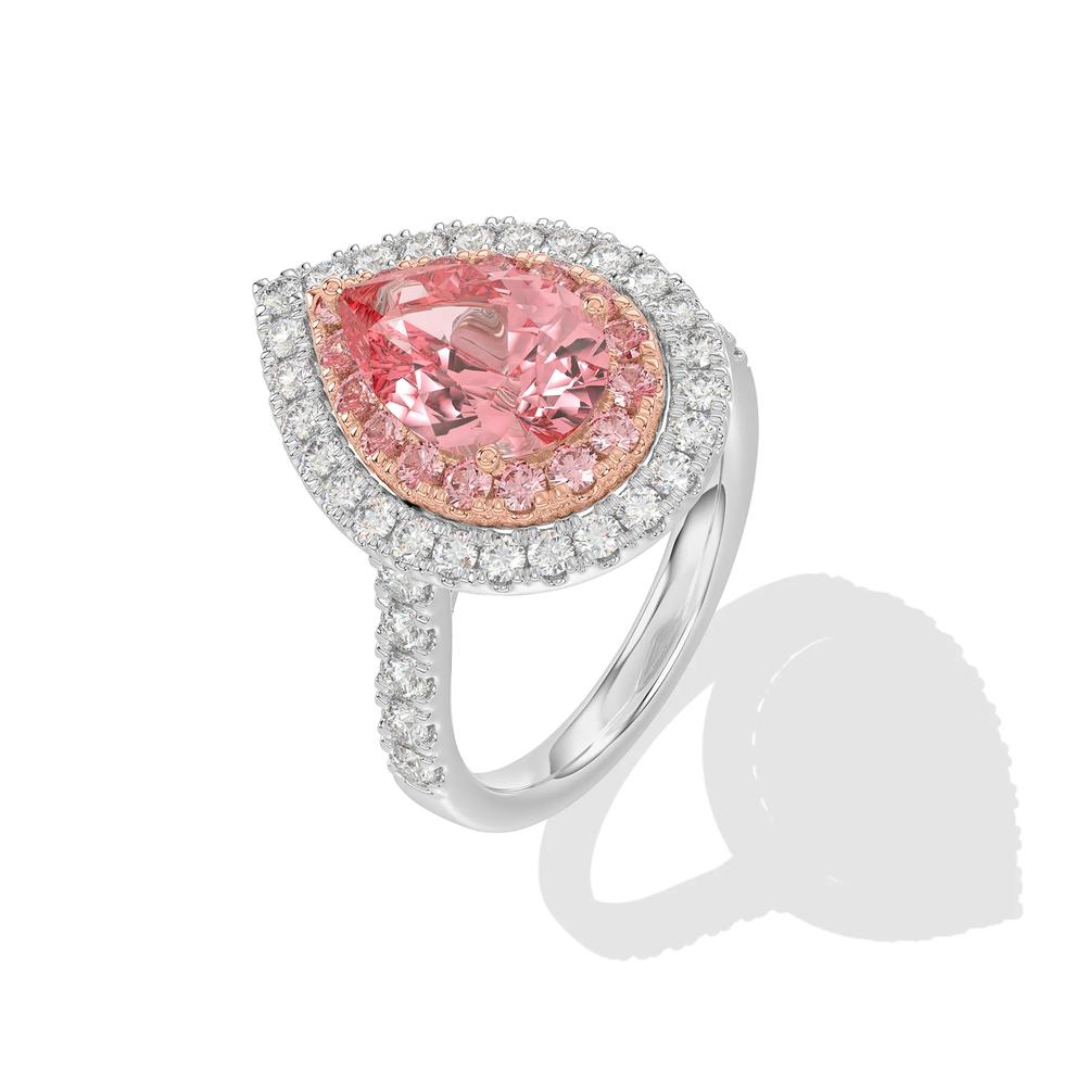 Lab Grown Diamond Pink Pear Halo Engagement Ring in 14K White Gold (4 1/4 ct. tw.) – Image 4 of 4
