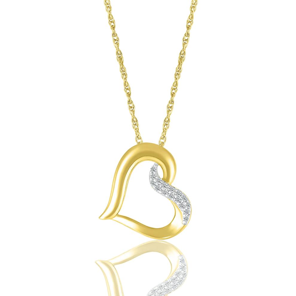  Diamond Accent Heart Pendant in 10K Yellow Gold&nbsp; – Image 1 of 3