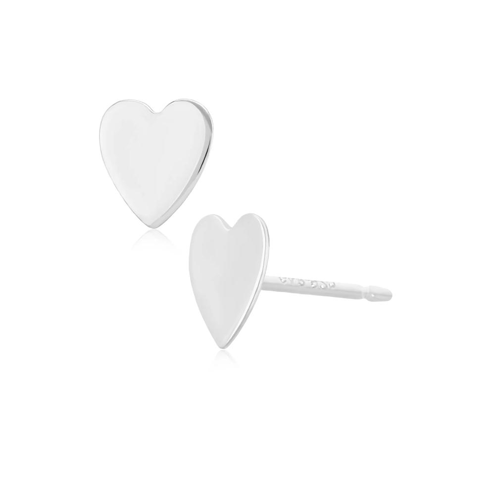 Medium Heart Stud Earrings in 14K White Gold – Image 1 of 2