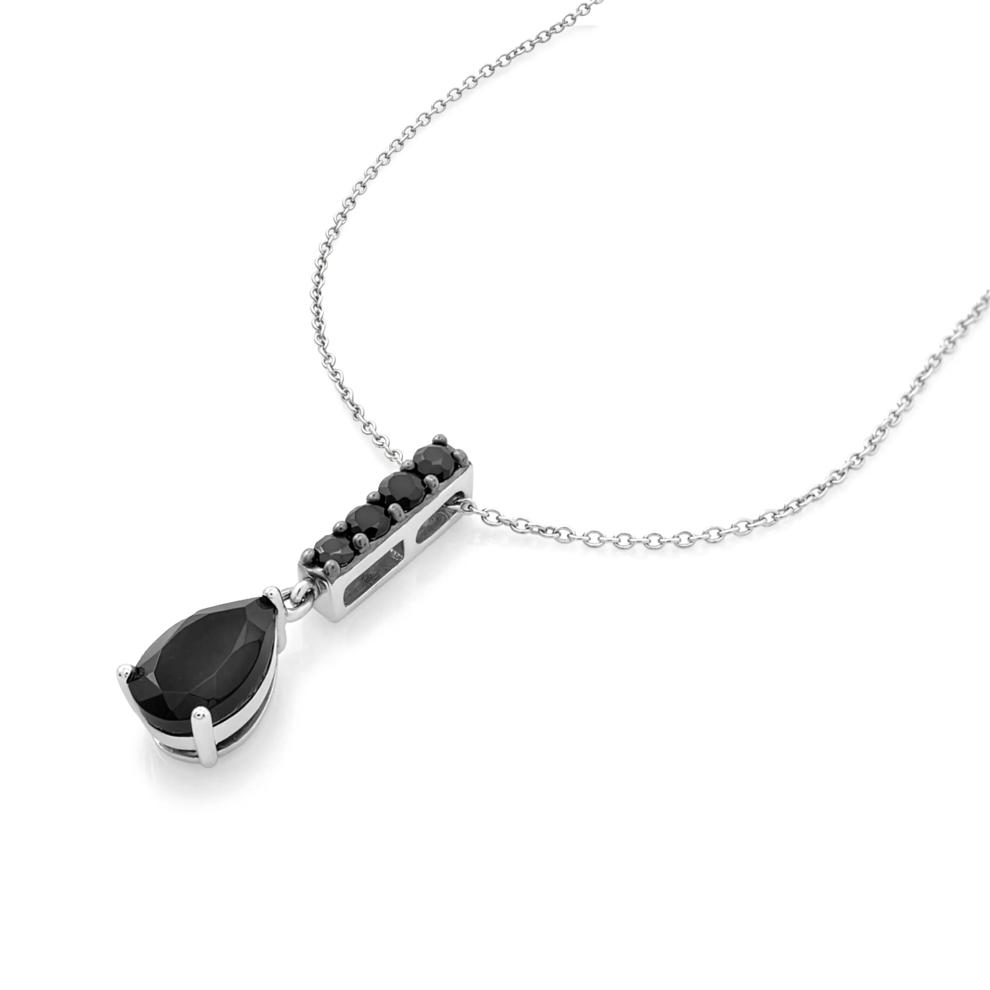 Pear-Shaped Onyx Drop Pendant in Sterling Silver – Image 4 of 4