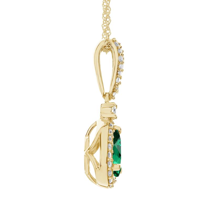 Emerald and Diamond Pendant in 10K Yellow Gold &#40;1/5 ct. tw.&#41; – Image 2 of 3