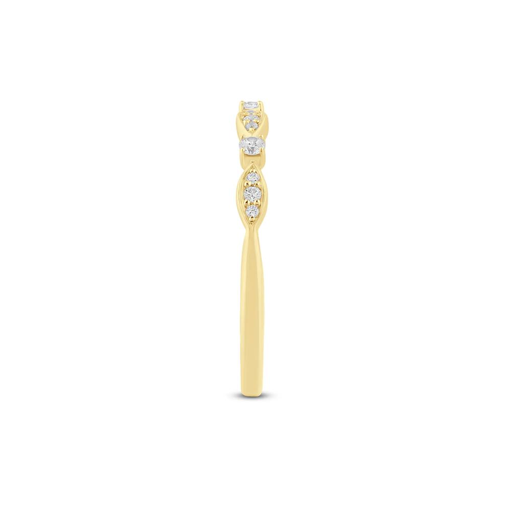 Stacking Ring with Scalloped Band in 10K Yellow Gold (1/8 ct. tw.) – Image 3 of 3