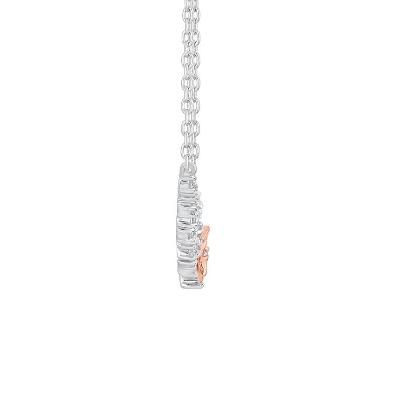 Floral Diamond Necklace in Sterling Silver and 10K Rose Gold &#40;1/4 ct.tw.&#41; – Image 2 of 3