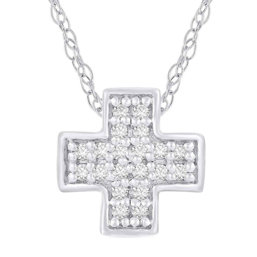 Diamond Accent Plus Pendant in 14K White Gold – Image 1 of 3