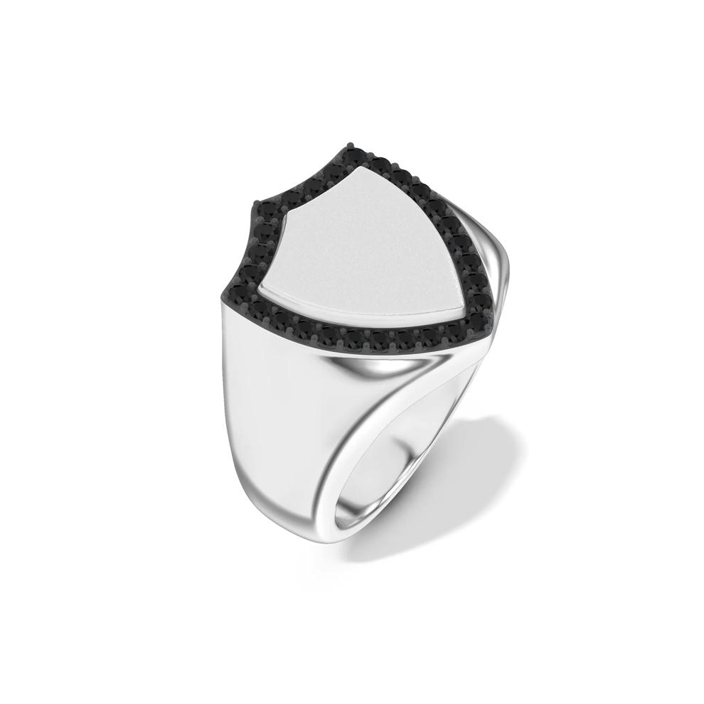 Men's Black Diamond Shield Ring in Sterling Silver (1/2 ct. tw.) – Image 4 of 4