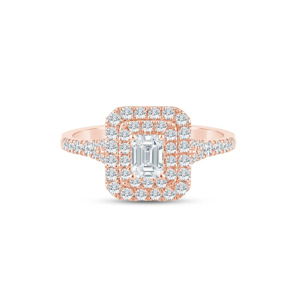 Diamond Double Halo Engagement Ring in 14K Rose Gold (1 ct. tw.) – Image 1 of 3