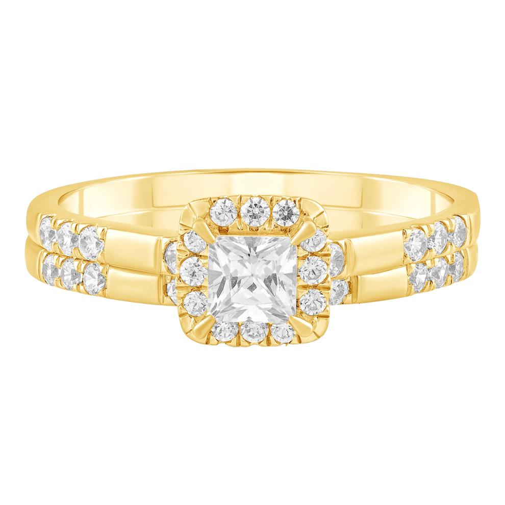 Diamond Princess-Cut Halo Engagement Set in 10K Yellow Gold (5/8 ct. tw.) – Image 1 of 5