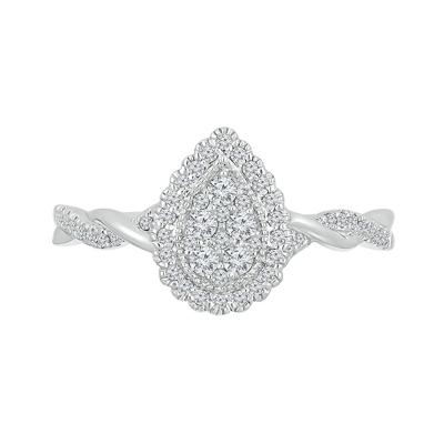 Pear-Shaped Promise Ring with Diamond Twist Band in Sterling Silver (1/4 ct. tw.)