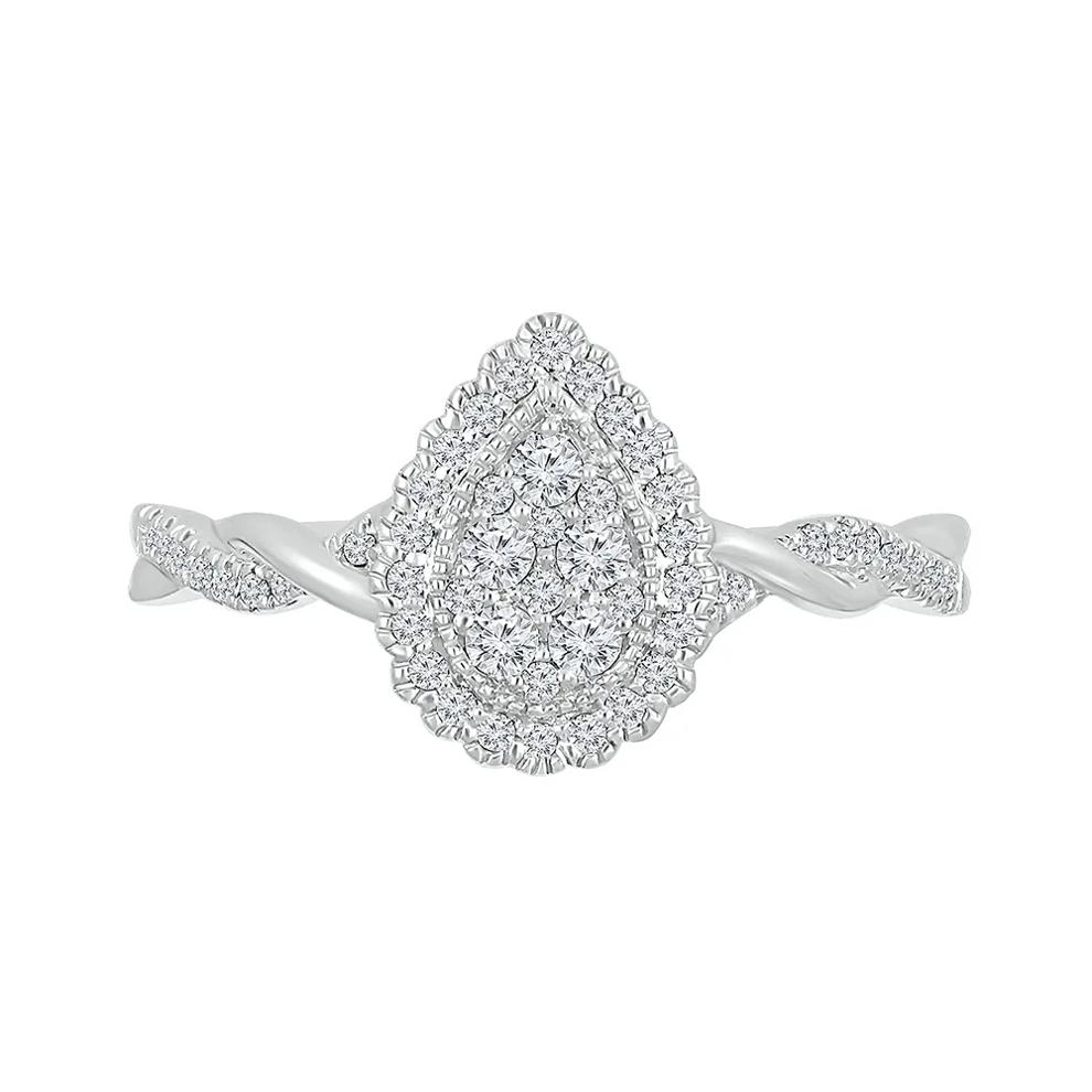 Pear-Shaped Promise Ring with Diamond Twist Band in Sterling Silver (1/4 ct. tw.) – Image 1 of 4