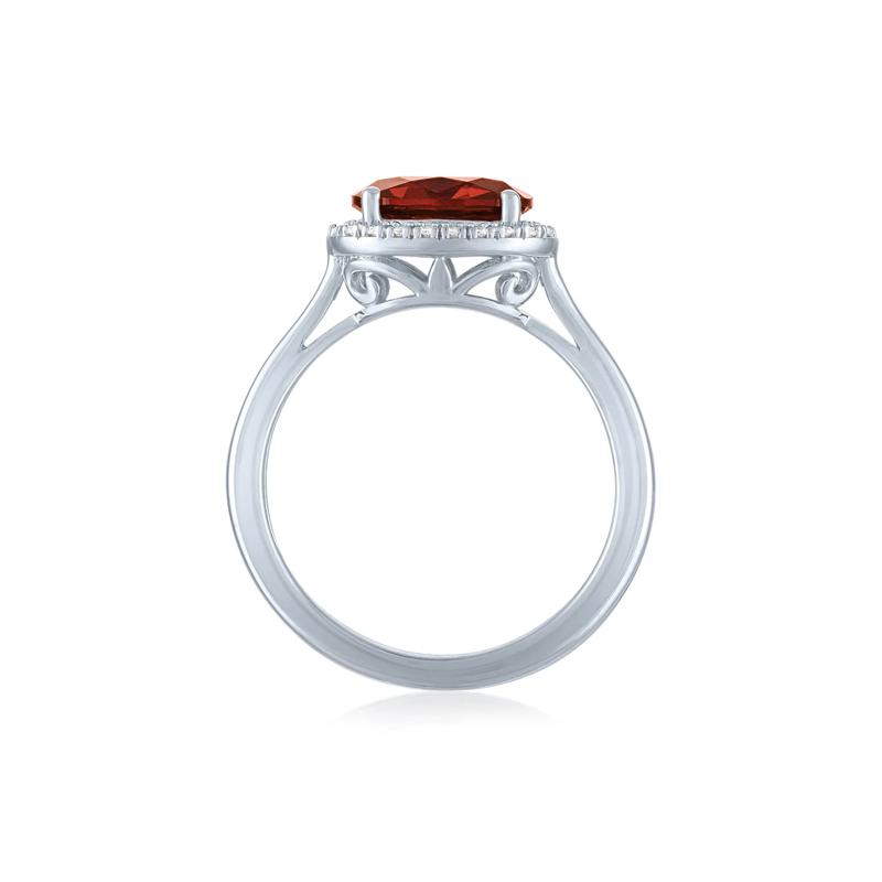 Garnet and Diamond Accent Halo Ring in Sterling Silver – Image 2 of 3