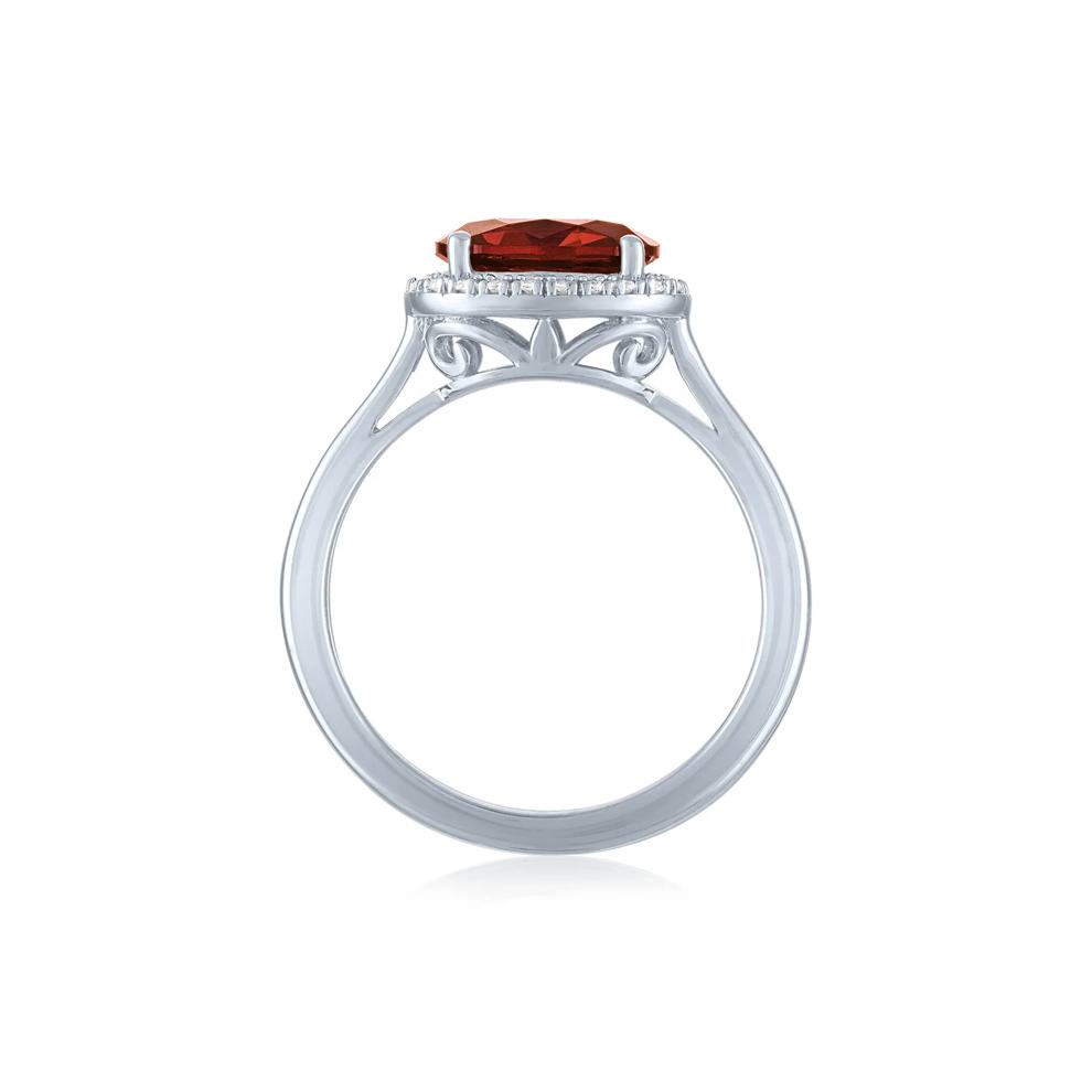 Garnet and Diamond Accent Halo Ring in Sterling Silver – Image 2 of 3