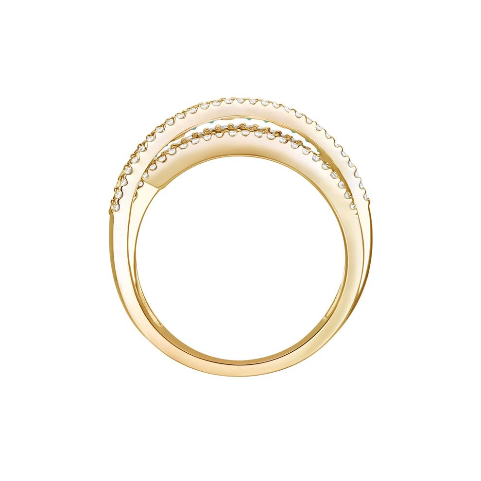 Emerald and Diamond Crossover Ring in 10K Yellow Gold (1/2 ct. tw.) – Image 2 of 3