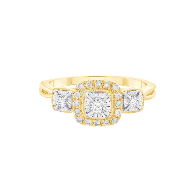 Diamond Three Stone Ring in 10K Yellow Gold &#40;1/4 ct. tw.&#41; – Image 1 of 3
