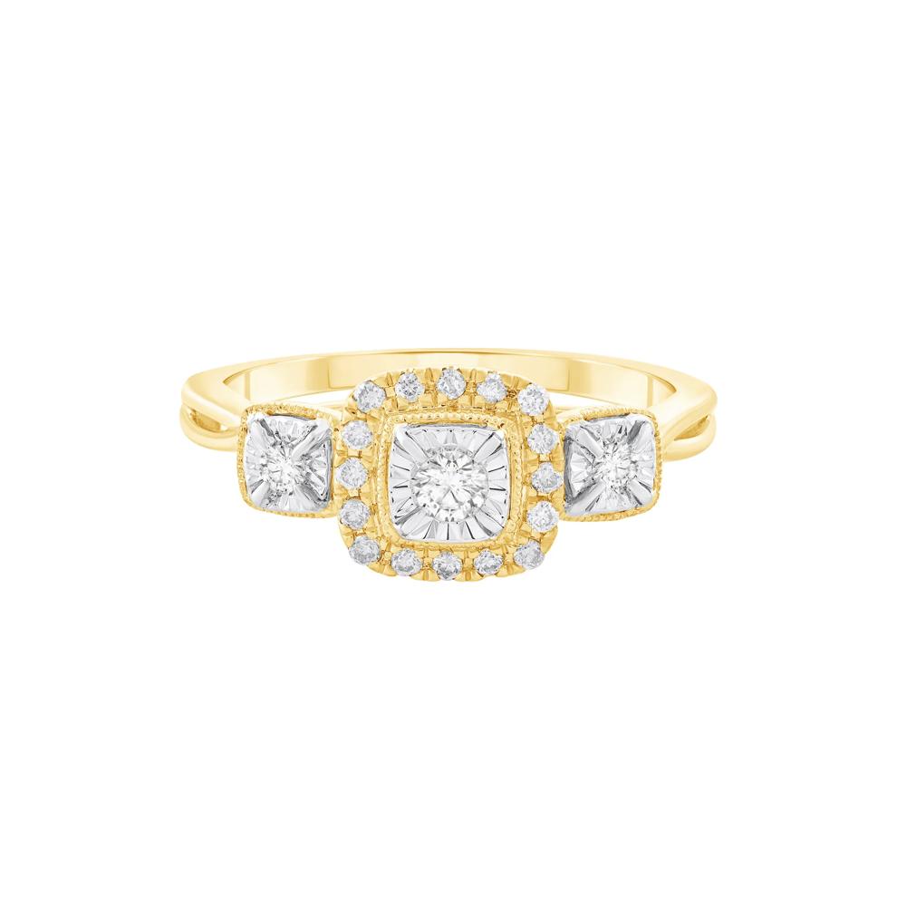 Diamond Three Stone Ring in 10K Yellow Gold (1/4 ct. tw.) – Image 1 of 3