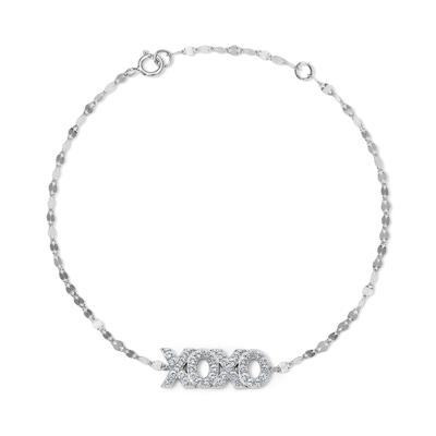 Lab-Created White Sapphire XOXO Mirror Chain Bracelet in Sterling Silver, 7.5"