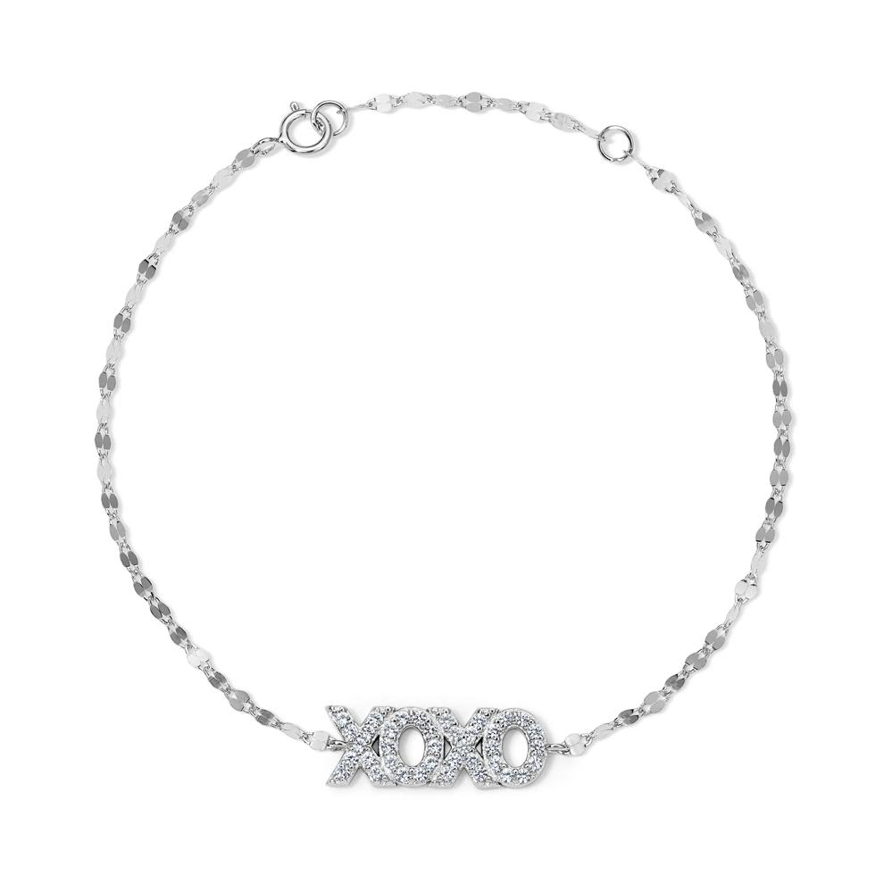 Lab-Created White Sapphire XOXO Mirror Chain Bracelet in Sterling Silver, 7.5" – Image 1 of 2