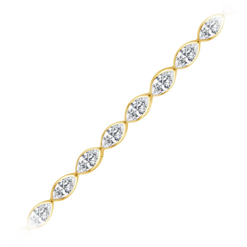 Lab Grown Diamond Marquise Bezel Bracelet in 10K Yellow Gold (3 3/4 ct. tw.) – Image 2 of 4