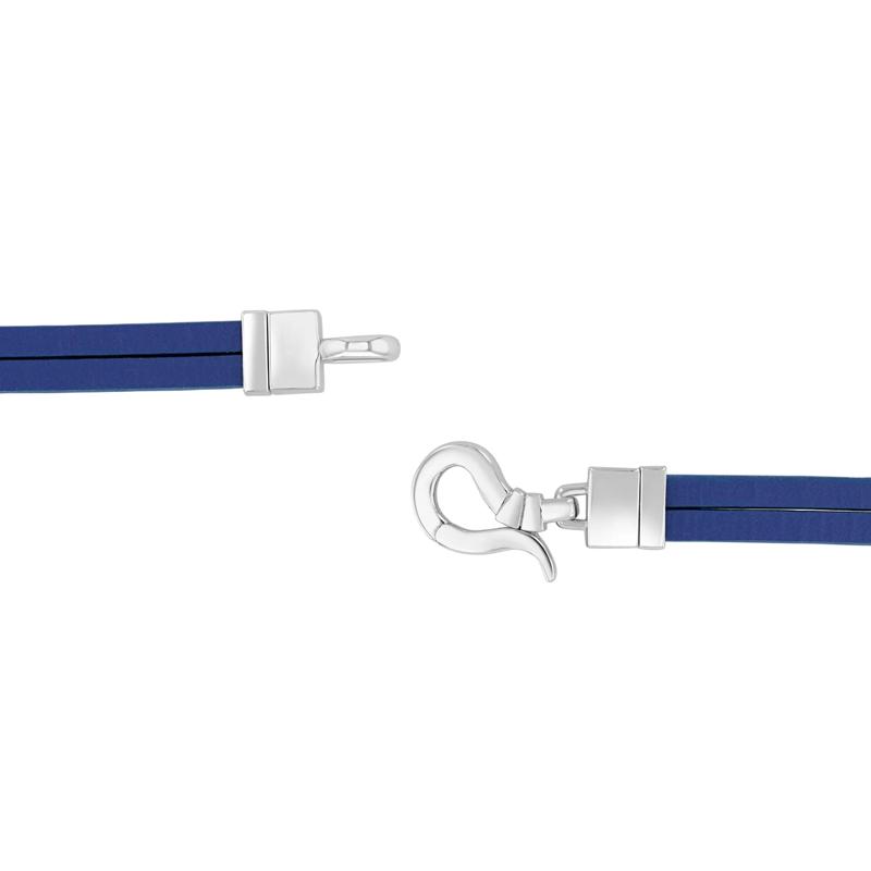 Men&#39;s Double Flat Blue Leather Screw Bracelet in Vermeil and Sterling Silver, 8.5&quot; – Image 2 of 3