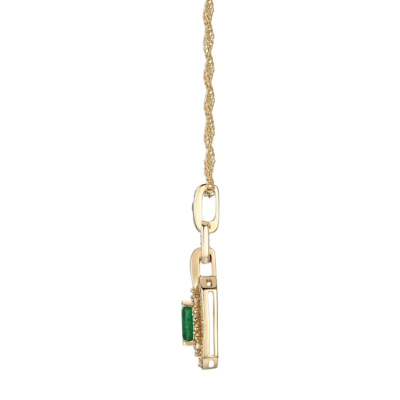 Emerald and Diamond Pendant in 10K Yellow Gold &#40;1/4 ct. tw.&#41;  – Image 2 of 3