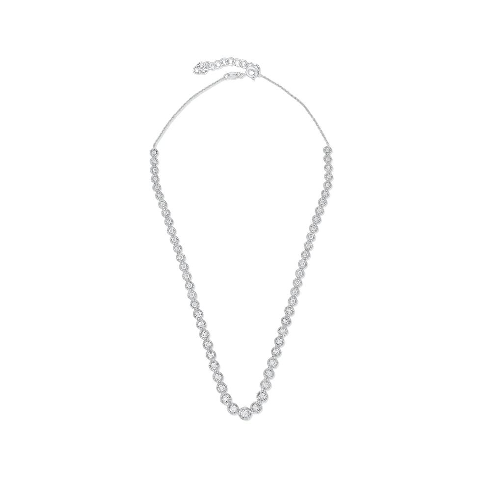Round Diamond Illusion Necklace in Sterling Silver (3/8 ct. tw.) – Image 3 of 4