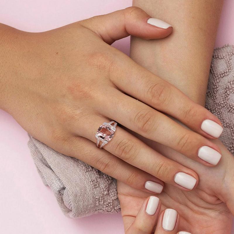 Morganite and Diamond Ring in 14K Rose Gold &#40;1/2 ct. tw.&#41; – Image 5 of 7
