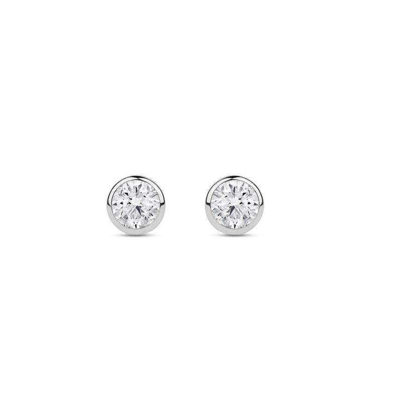 Lab Grown Diamond Round Bezel-Set Solitaire Stud Earrings in 14K White Gold &#40;1/3 ct. tw.&#41; – Image 2 of 3