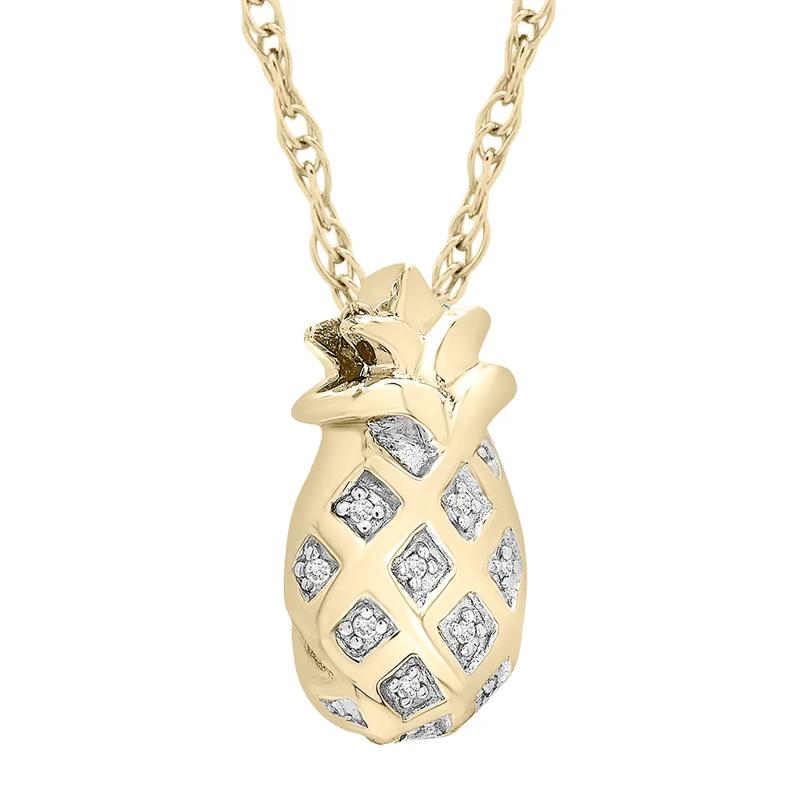Pineapple Pendant with Diamond Accents in 10K Yellow Gold – Image 3 of 4