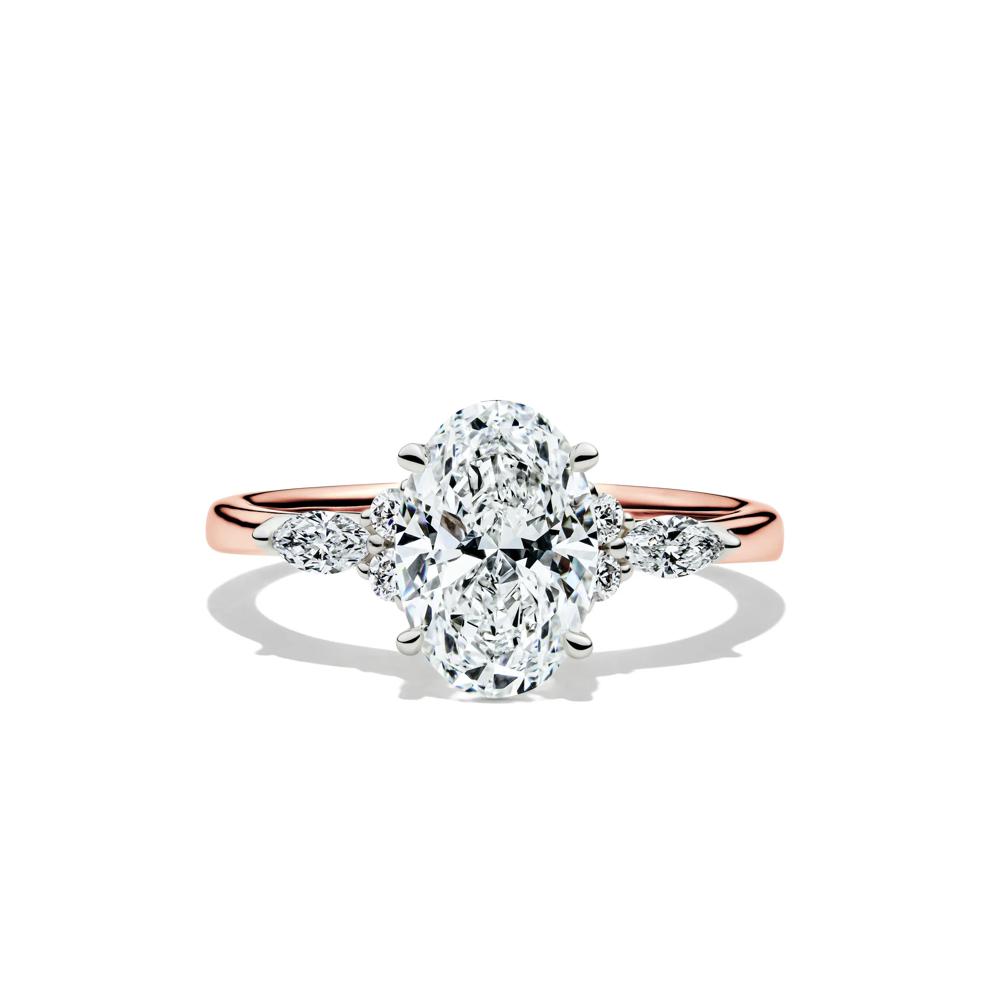 Lab Grown Diamond Oval and Marquise Engagement Ring in 14K Rose and White Gold (2 1/4 ct. tw.) – Image 1 of 4