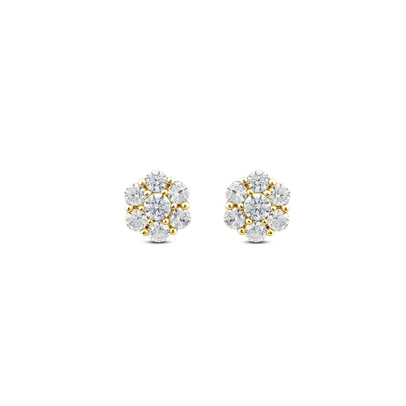 Lab Grown Diamond 7-Stone Earrings in 10K Yellow Gold (1 ct. tw.) – Image 2 of 2
