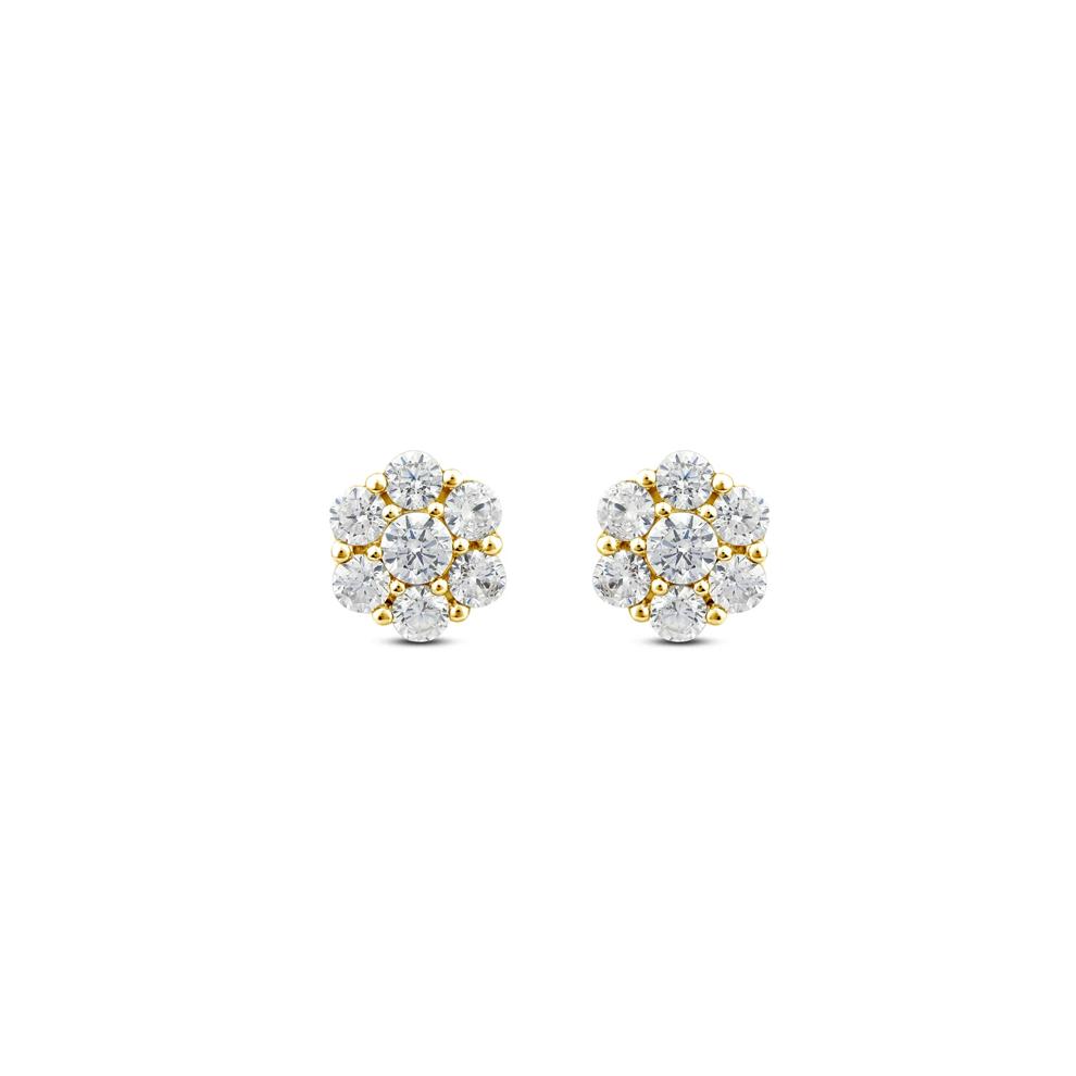 Lab Grown Diamond 7-Stone Earrings in 10K Yellow Gold (1 ct. tw.) – Image 2 of 2