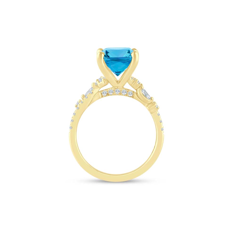 Swiss Blue Topaz and Lab Grown Diamond Engagement Ring in 14K Yellow Gold (3/8 ct. tw.) – Image 2 of 4