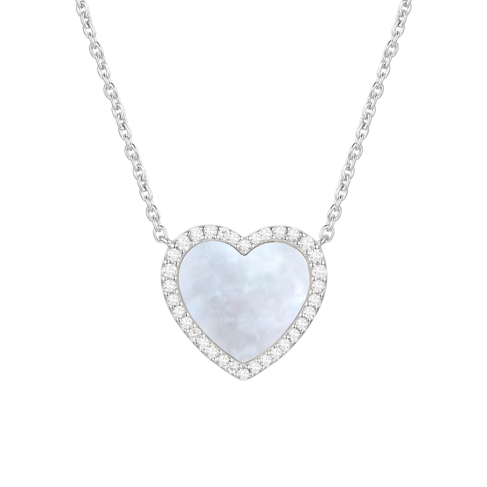 Mother of Pearl and Diamond Necklace in Sterling Silver (1/5 ct. tw.) – Image 1 of 3