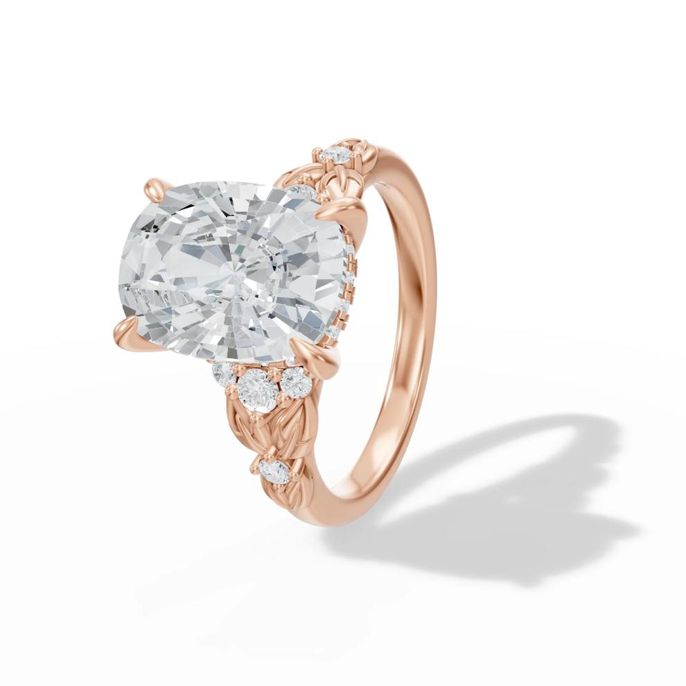 Lab Grown Diamond Elongated Cushion Center Engagement Ring in 14K Rose Gold (4 1/3 ct. tw.) – Image 4 of 4