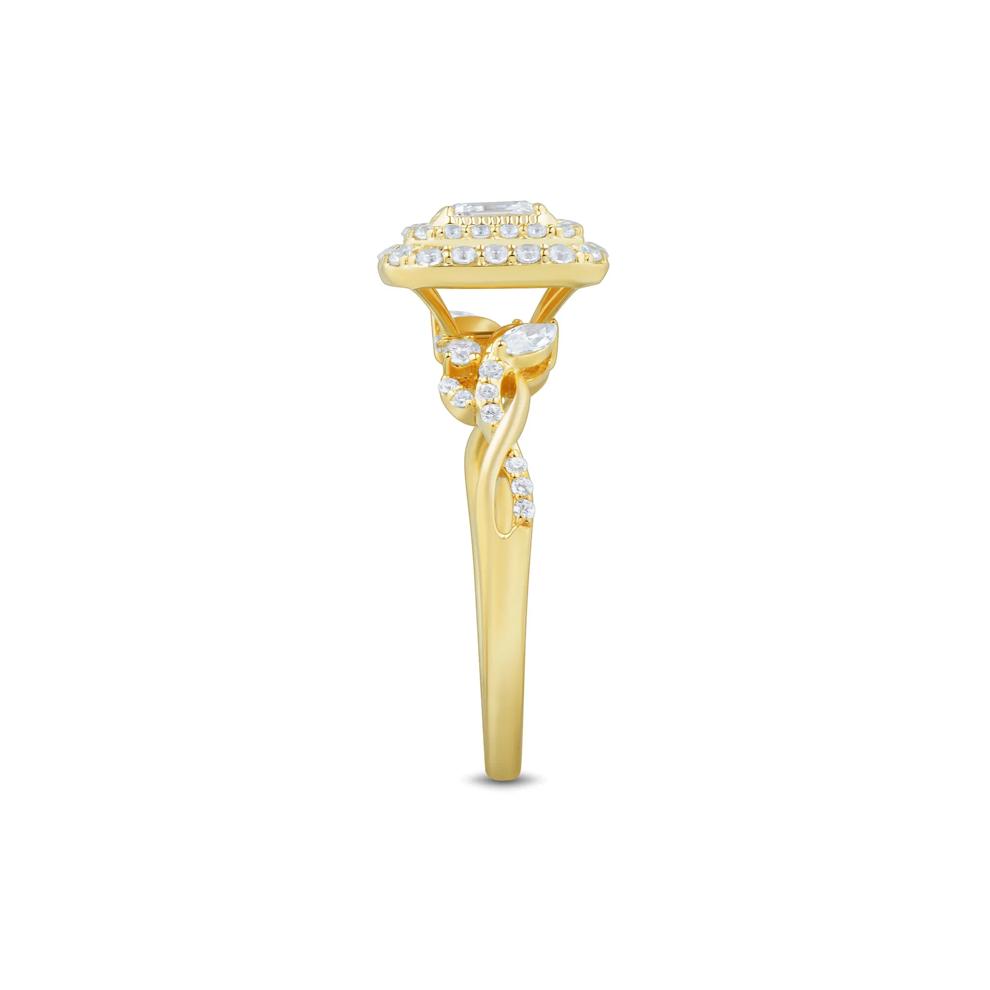 Diamond Emerald-Cut Halo Engagement Ring in 10K Yellow Gold (3/4 ct. tw.) – Image 3 of 3