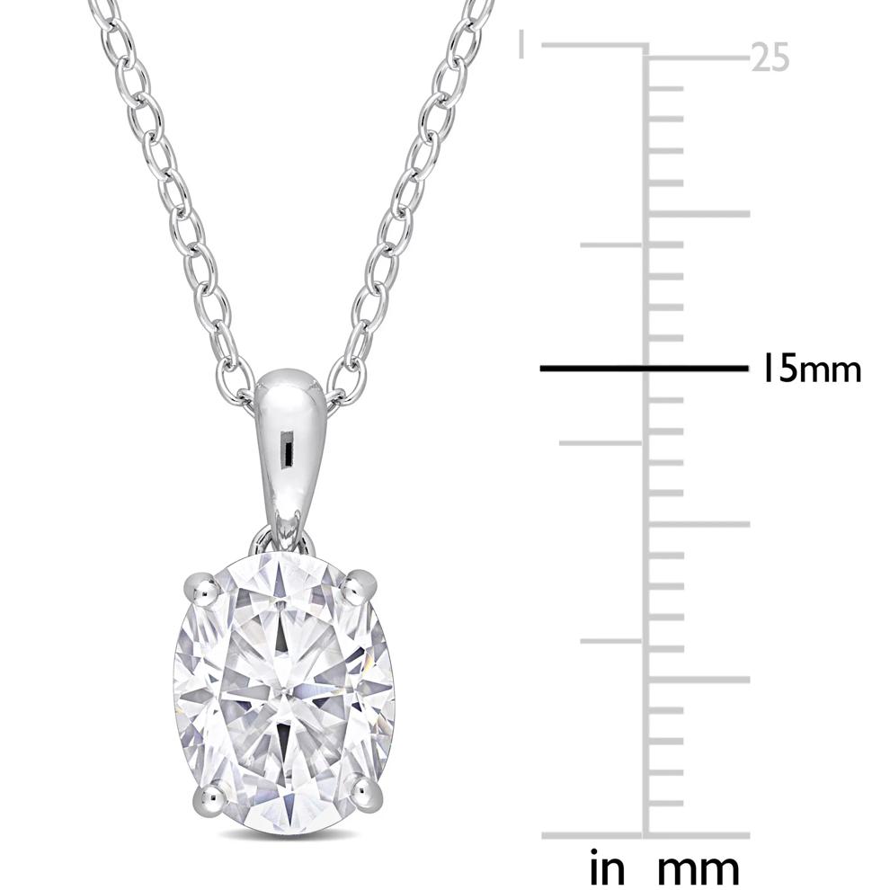 Oval Lab-Created Moissanite Solitaire Pendant in Sterling Silver (2 ct. dew) – Image 4 of 4