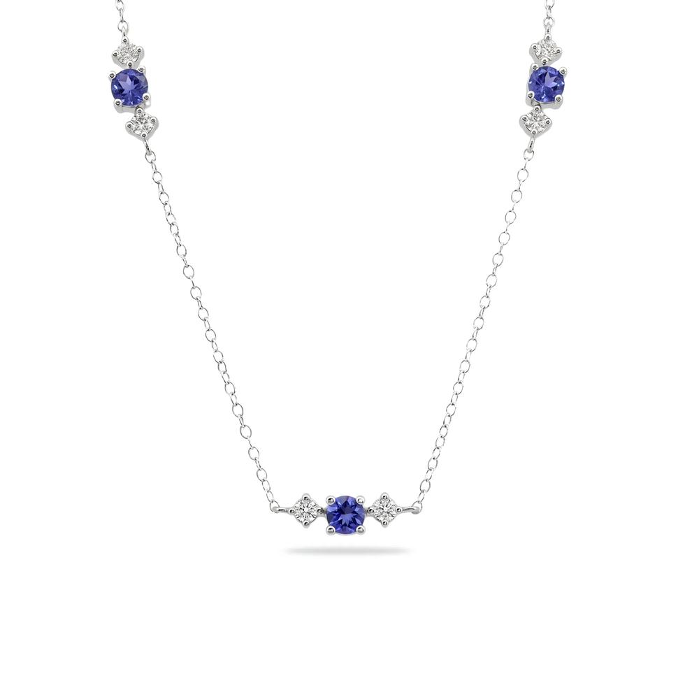 Tanzanite &amp; Diamond Station Necklace in 10K White Gold (1/4 ct. tw.) – Image 1 of 4
