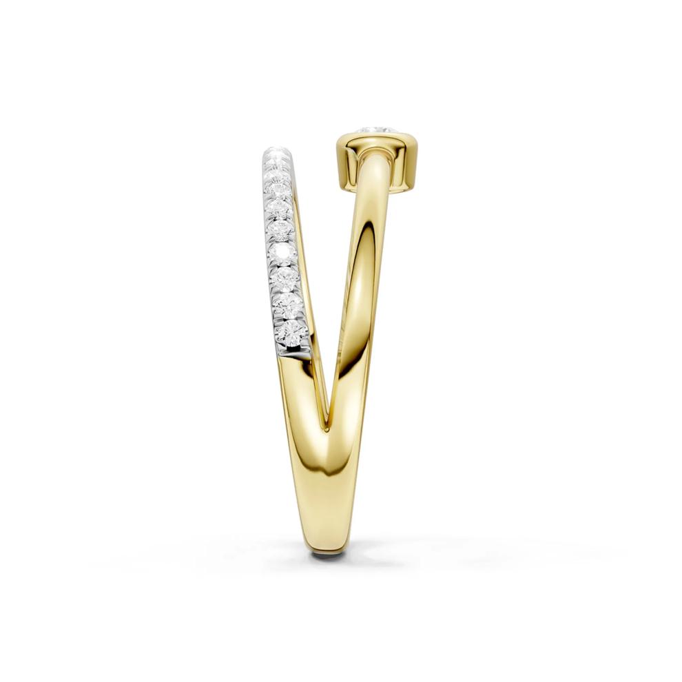 Diamond Round Double Layer Bezel-Set Ring in 10K Yellow Gold (1/4 ct. tw.) – Image 3 of 4