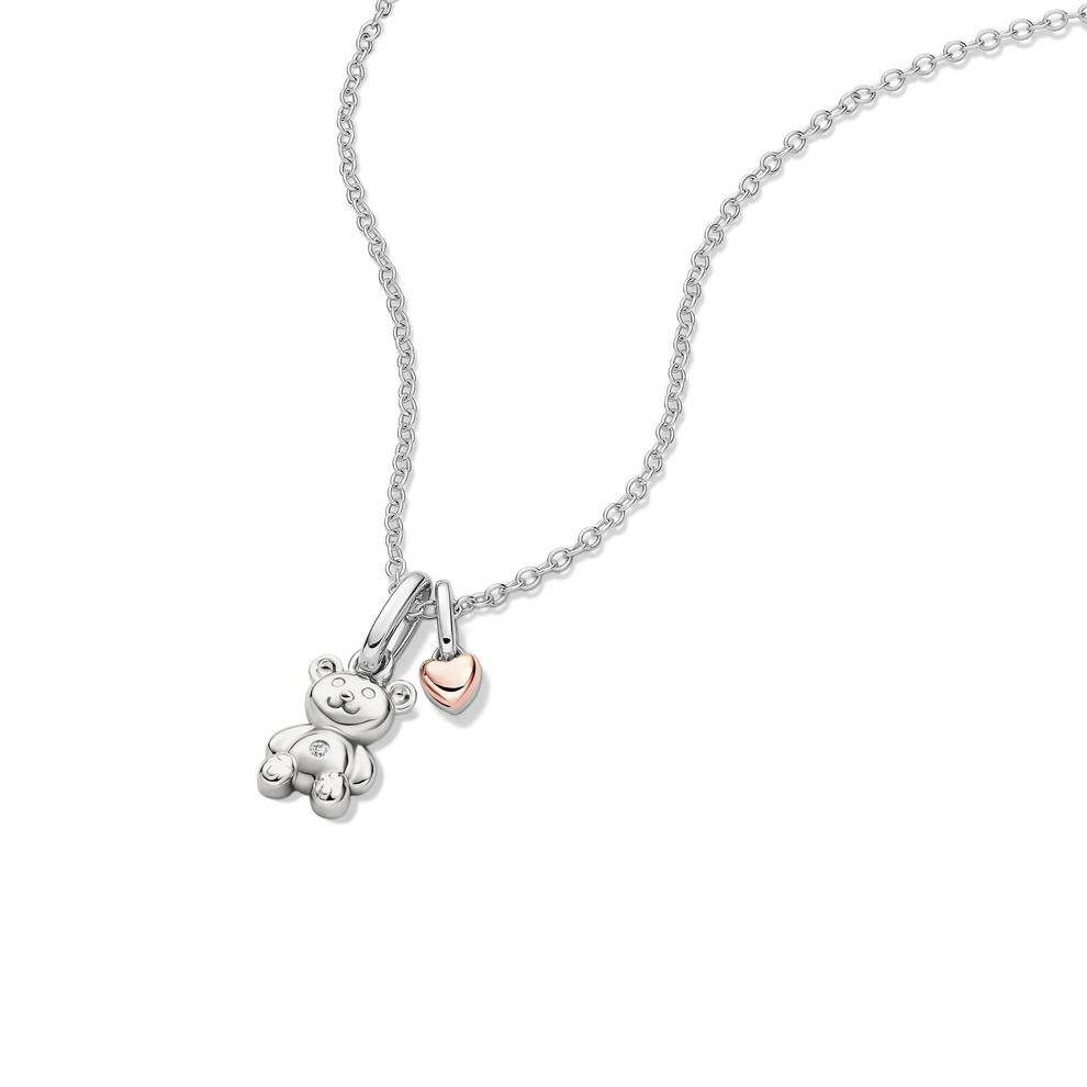 Lab Grown Diamond Accent Teddy Bear Pendant in Sterling Silver &amp; 10K Rose Gold – Image 4 of 5