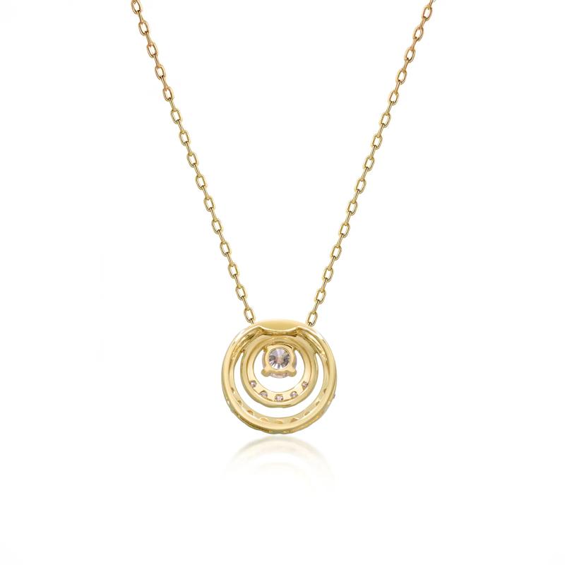Diamond Circle Pendant in 10K Yellow Gold &#40;1/5 ct. tw.&#41; – Image 3 of 3
