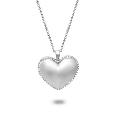 Diamond Puff Heart Pendant Necklace in Sterling Silver (1/7 ct. tw.)