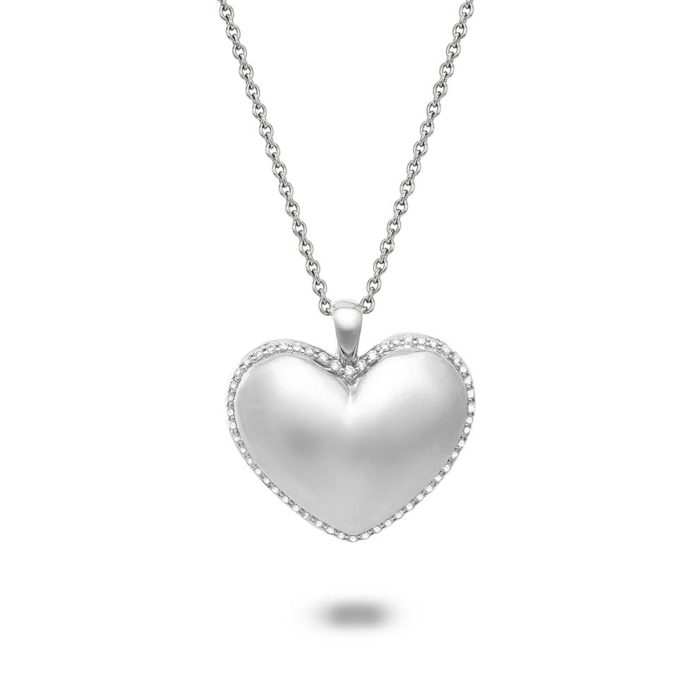 Diamond Puff Heart Pendant Necklace in Sterling Silver (1/7 ct. tw.) – Image 1 of 4