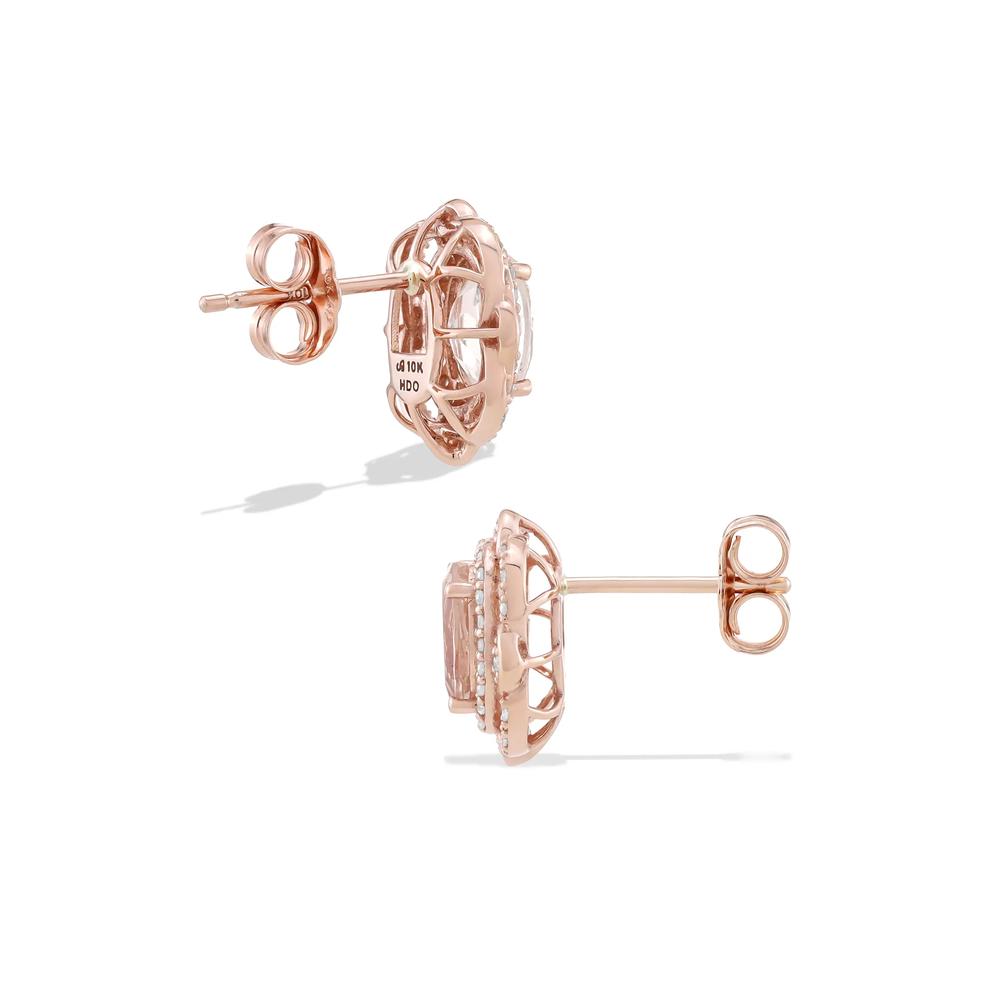 Morganite &amp; Diamond Stud Earrings in 10K Rose Gold (1/5 ct. tw.) – Image 2 of 2